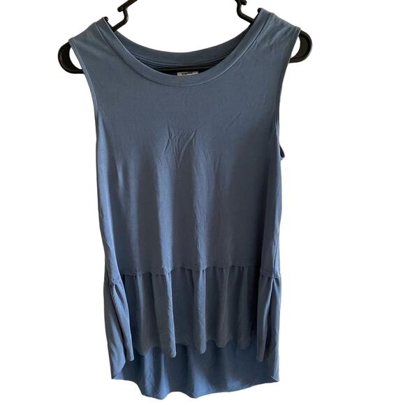 Mote Blue Sleeveless Lightweight Stretchy Tank Top Ruffled Bottom Size S - Picture 1 of 4